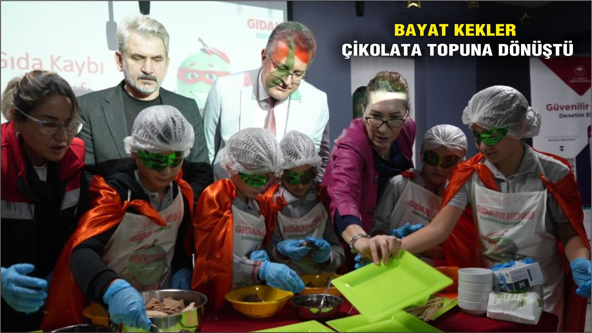 Bayat kekleri çikolata topuna dönüştürerek gıda israfına dikkat çektiler