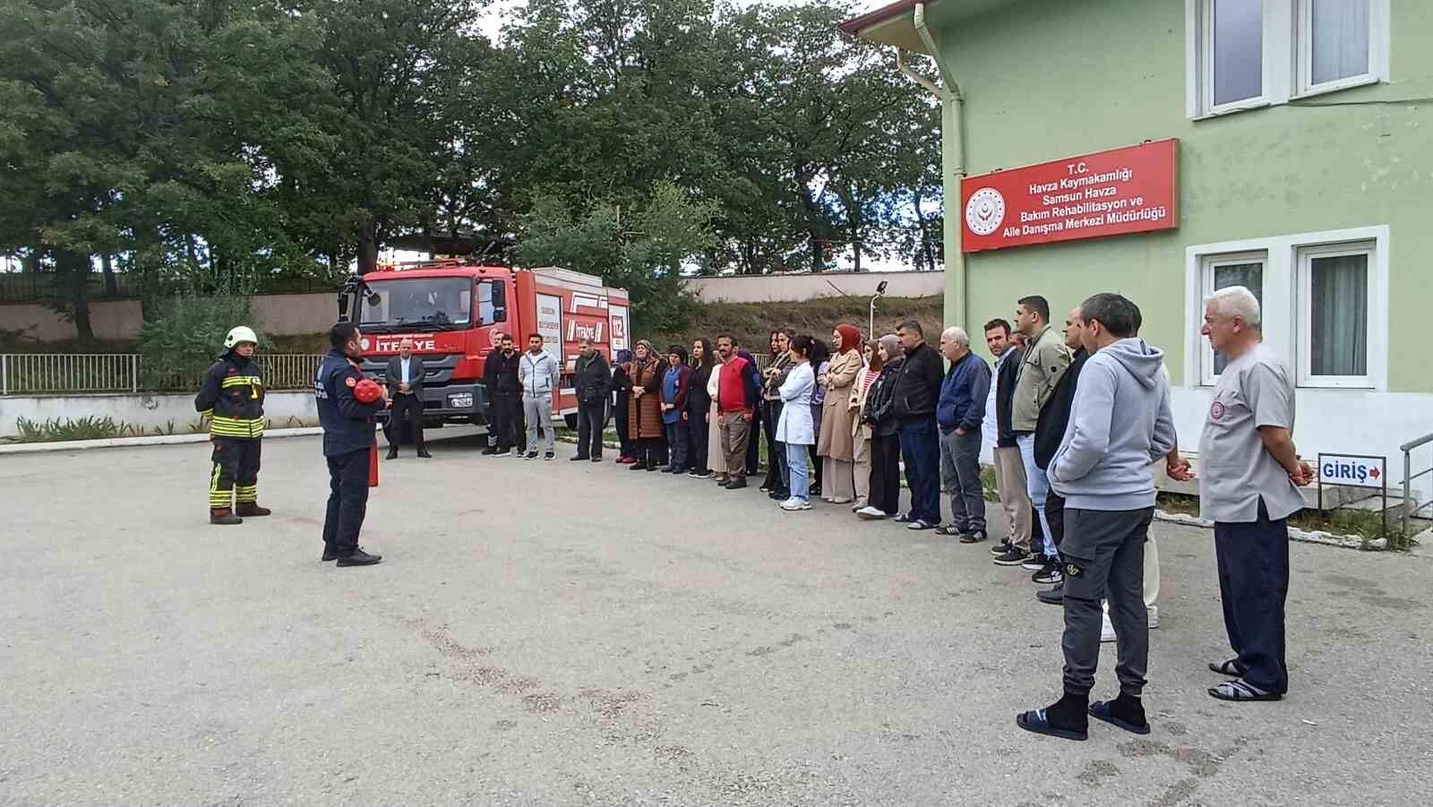 Havza Bakım ve Aile Danışma Merkezinde yangın tatbikatı